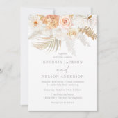 Prachtige Blush Goud & Ivoor Bloemen Bruiloft Kaart (Voorkant)