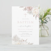 Prachtige Blush & Ivoor Bloemen Doop Kaart (Staand voorkant)