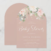 Prachtige Blush & Ivoor Botanisch Baby shower Kaart (Voorkant / Achterkant)