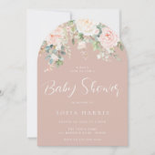 Prachtige Blush & Ivoor Botanisch Baby shower Kaart (Voorkant)