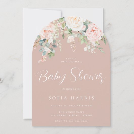Prachtige Blush & Ivoor Botanisch Baby shower Kaart (Voorkant)