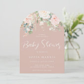Prachtige Blush & Ivoor Botanisch Baby shower Kaart (Staand voorkant)