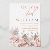 Prachtige Blush Pink Gold Weddenschap Folie Uitnodiging (Voorkant)