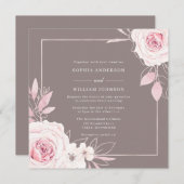 Prachtige blush Roos Dusty Paars Wedding Kaart (Voorkant / Achterkant)
