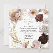 Prachtige Blush & Roos Waterverf Floral Wedding Kaart (Voorkant)
