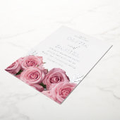 Prachtige Blush Roze Rozen Bruiloft Zilver Folie Uitnodiging (Gedraaid)