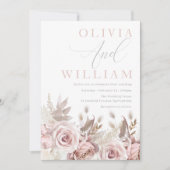 Prachtige blush roze Rozen Floral Wedding Kaart (Voorkant)