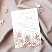 Prachtige blush roze Rozen Floral Wedding Kaart