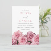 Prachtige Blush Roze Rozen Romantische Bruiloft Kaart (Staand voorkant)