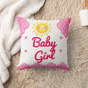Prachtige Blush Roze Zonneschijn Baby Meisje Kussen