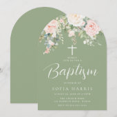 Prachtige Blush & Sage Boy of Girl Doop Arch Kaart (Voorkant / Achterkant)