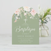 Prachtige Blush & Sage Boy of Girl Doop Arch Kaart (Staand voorkant)