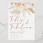 Prachtige Blush Vijftig & Fabulous 50ste verjaarda Folie Uitnodiging (Voorkant)