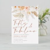 Prachtige Blush Vijftig & Fabulous 50ste verjaarda Folie Uitnodiging (Staand Voorkant)