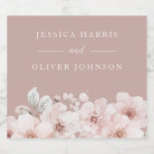 Prachtige Blush Waterverf Dusty Pink Wedding Sparkling Wijnetiket (Enkel label)