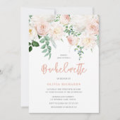 Prachtige Blush & White Floral Bachelorette Party Kaart (Voorkant)