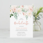 Prachtige Blush & White Floral Bachelorette Party Kaart (Staand voorkant)