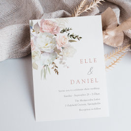 Prachtige Blush & White Floral Wedding Kaart
