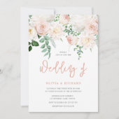 Prachtige Blush & White Floral Wedding Kaart (Voorkant)