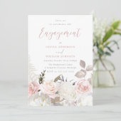 Prachtige Blush & White Flowers verlovingsfeest Kaart (Staand voorkant)