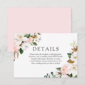 Prachtige Blush & White Flowers Weddenschap - Gege Informatiekaartje (Voorkant / Achterkant)