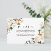 Prachtige Blush & White Flowers Weddenschap - Gege Informatiekaartje (Staand voorkant)