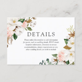 Prachtige Blush & White Flowers Weddenschap - Gege Informatiekaartje