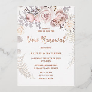 Prachtige Blush Wreath Roos Gold Vow Renewal Folie Uitnodiging