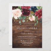 Prachtige blustige Bourgogne Quinceanera Partij Kaart (Voorkant)