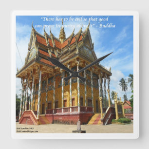 Prachtige Boeddhistische Tempel & Spreuk Wandklok