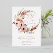 Prachtige Boheemse krans Herfst in liefde bruiloft Folie Uitnodiging (Staand Voorkant)