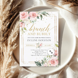 Prachtige boho blush roze floral brunch and bubbly kaart