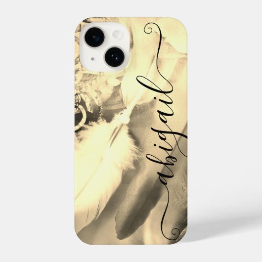 Prachtige Boho Bohemian Style Dreamcatcher veren iPhone Hoesje (Achterkant)