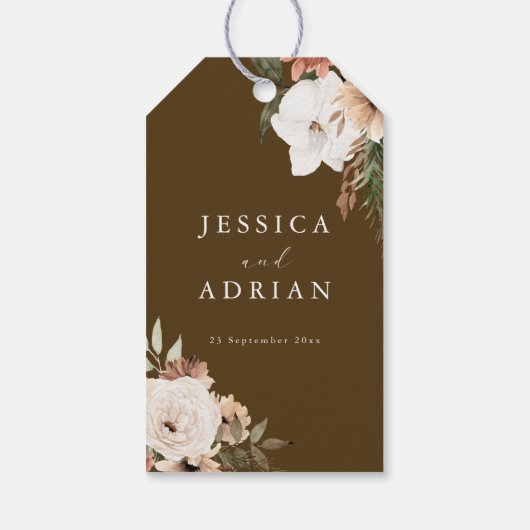 Prachtige Boho Floral bruiloft Cadeaulabel (Achterkant)