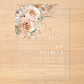 Prachtige Boho Floral bruiloft uitnodiging (Voorkant)