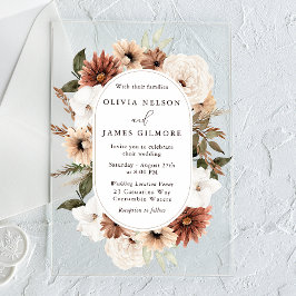 Prachtige Boho Floral Lijst Modern Wedding Acryl Uitnodigingen