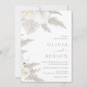 Prachtige Boho & Ivoor Bloemen Bruiloft Kaart (Voorkant)