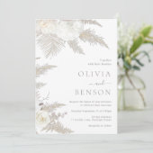 Prachtige Boho & Ivoor Bloemen Bruiloft Kaart (Staand voorkant)