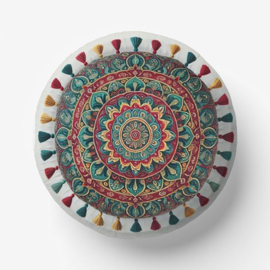 Prachtige Boho Mandala Borden – levendig en uniek Papieren Kommen (Voorkant)