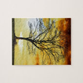 Prachtige boom, zonsondergang natuur landschap fot legpuzzel (Horizontaal)