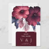 Prachtige bordeaux blos roze bloemig Save the Date Kaart (Voorkant)