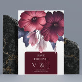 Prachtige bordeaux blos roze bloemig Save the Date Kaart