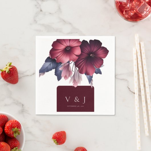 Prachtige bordeaux blos roze magnolia bruiloft servet (Insitu)