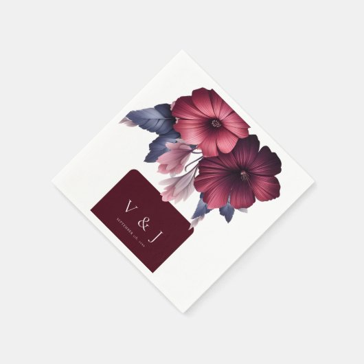 Prachtige bordeaux blos roze magnolia bruiloft servet (Hoek)