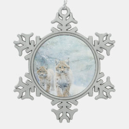 Prachtige bosdieren Bobcats Tin Sneeuwvlok Ornament