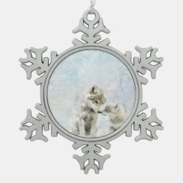 Prachtige bosdieren coyotes tin sneeuwvlok ornament