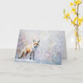 Prachtige bosdieren vos in sneeuw groet kaart (Gele Bloem)