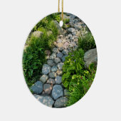 Prachtige bosscène zonnige stenen loopbrug foto keramisch ornament (Rechts)