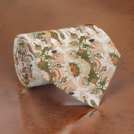 Prachtige botanische bloem beige groen | stropdas