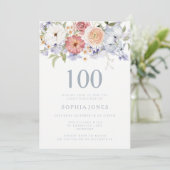 Prachtige Botanische Bloemen 100e Verjaardagsfeest Kaart (Staand voorkant)